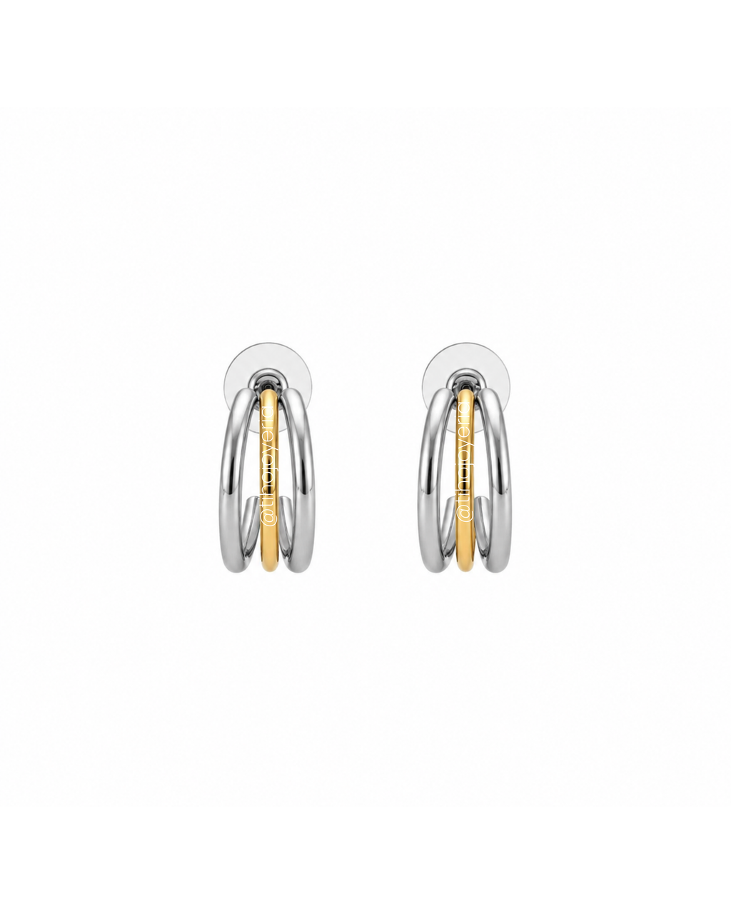 Aretes Triple Hoop Bicolor