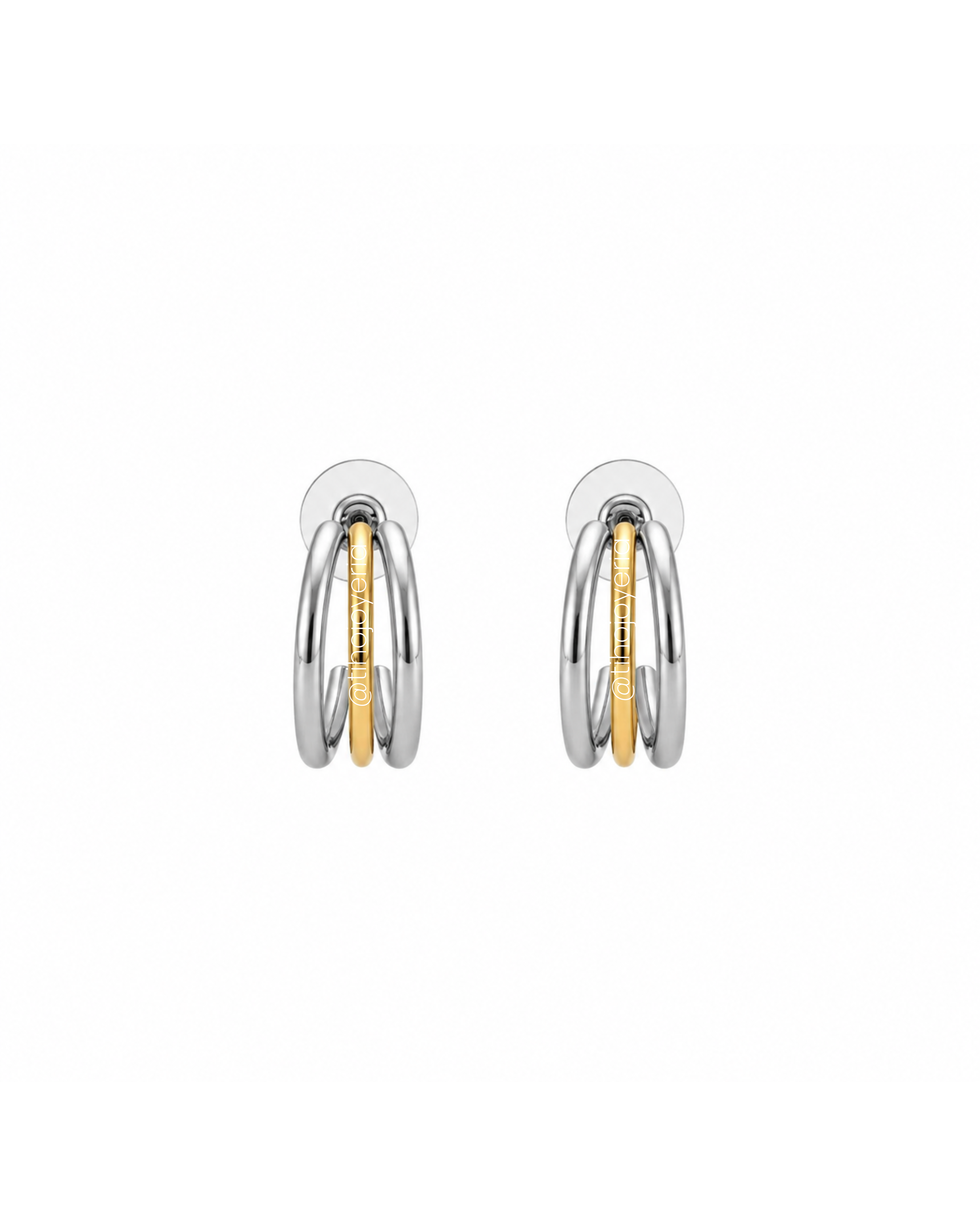 Aretes Triple Hoop Bicolor