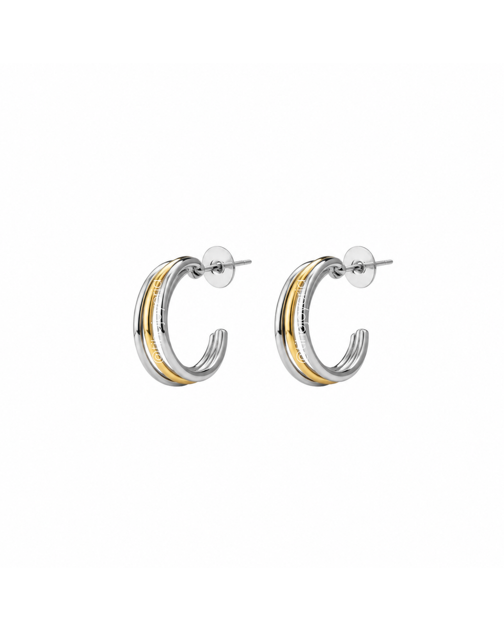 Aretes Triple Hoop Bicolor