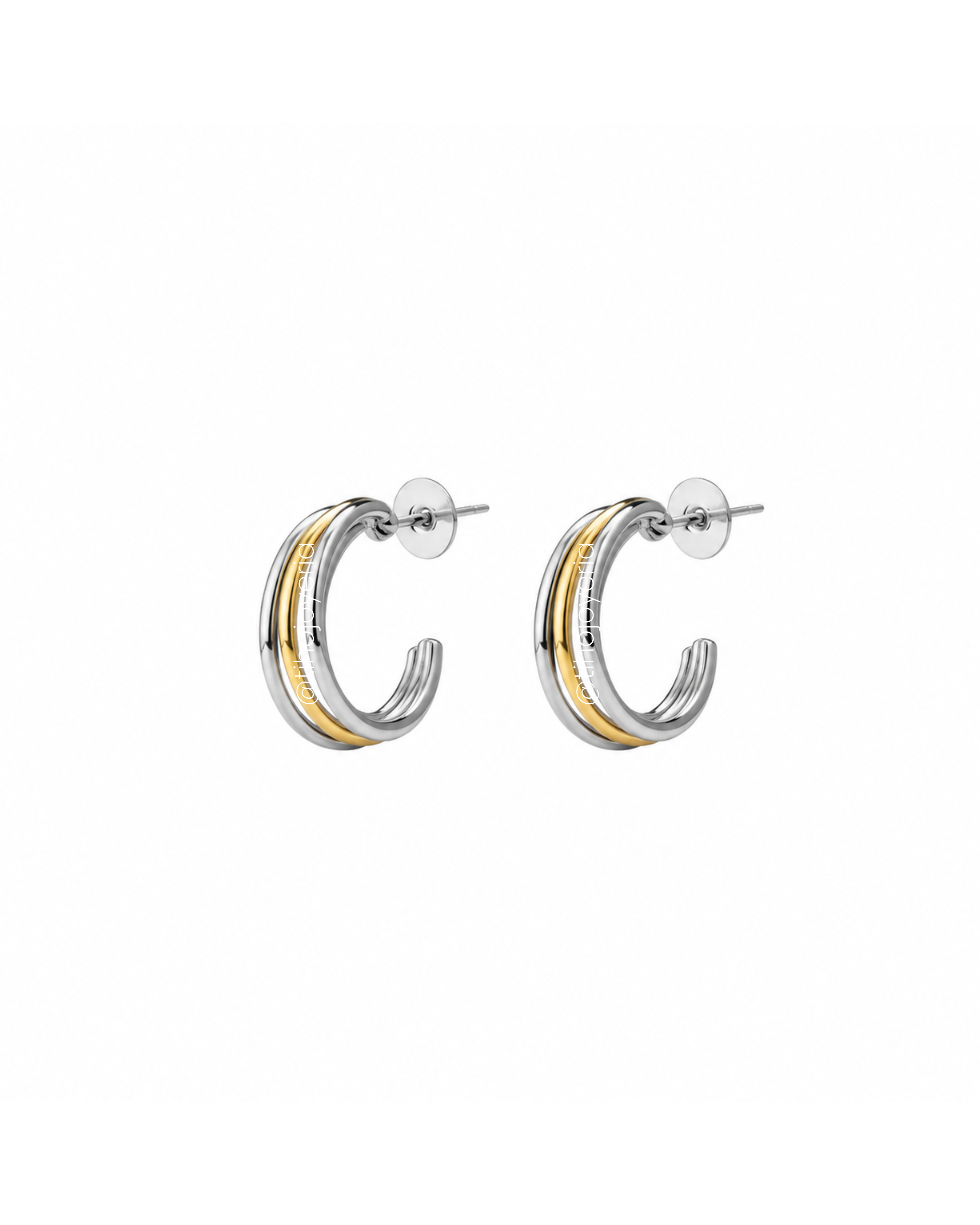 Aretes Triple Hoop Bicolor