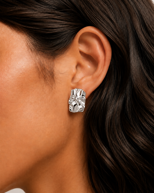 Aretes de Textura Plateados