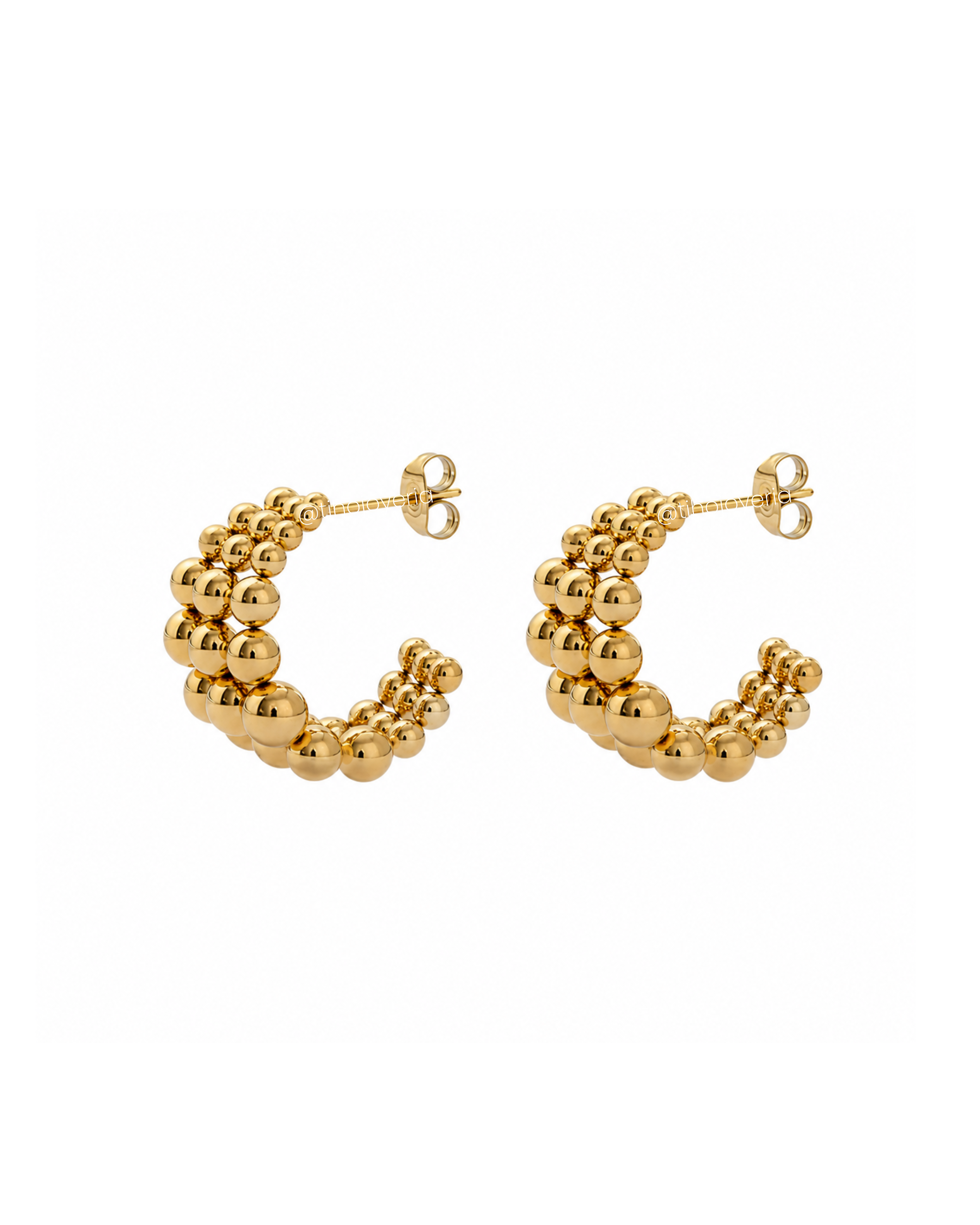 Aretes Hoop de Esferas Doradas