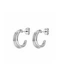 Aretes Triple Hoop Plateados