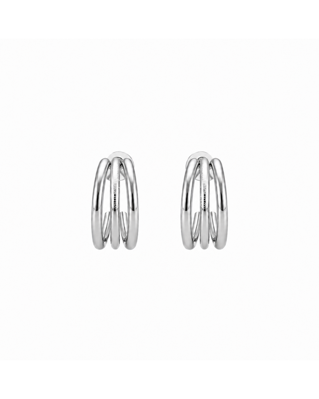 Aretes Triple Hoop Plateados