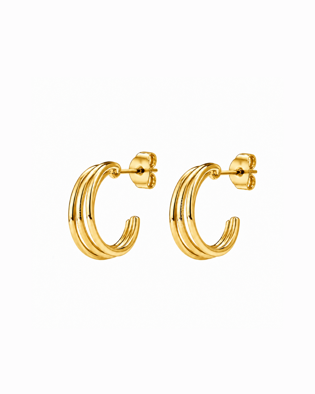Aretes Triple Hoop Dorados