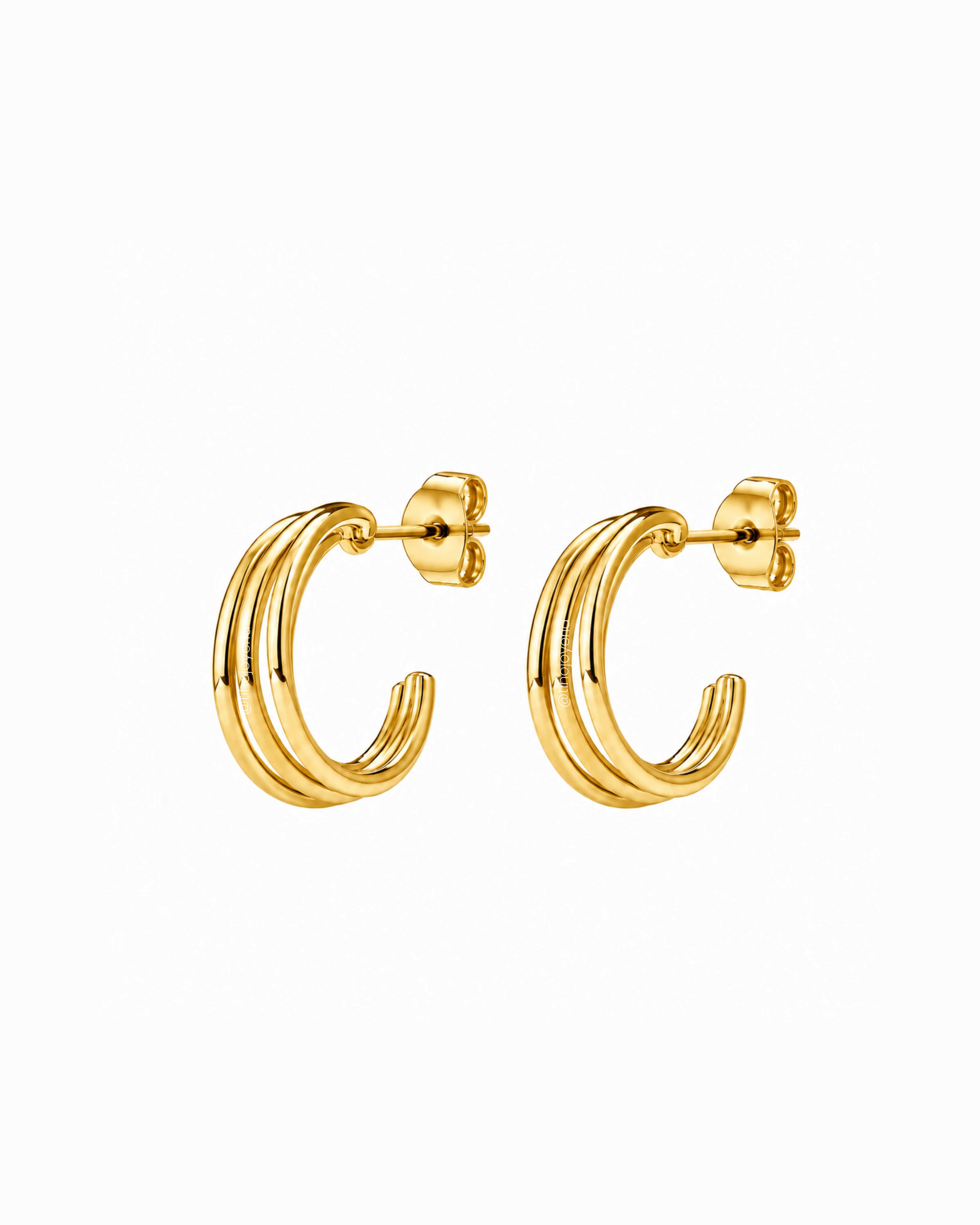 Aretes Triple Hoop Dorados