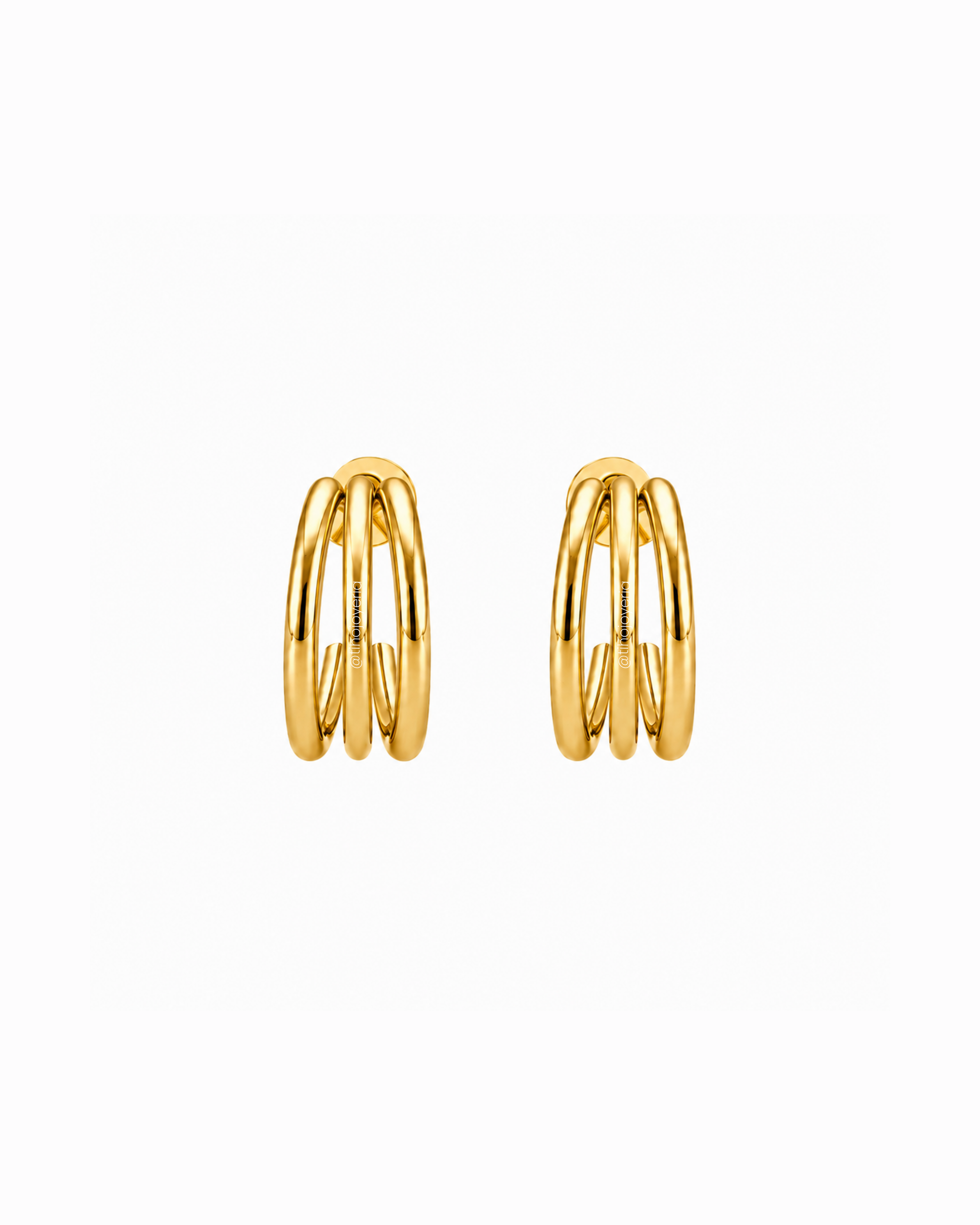 Aretes Triple Hoop Dorados