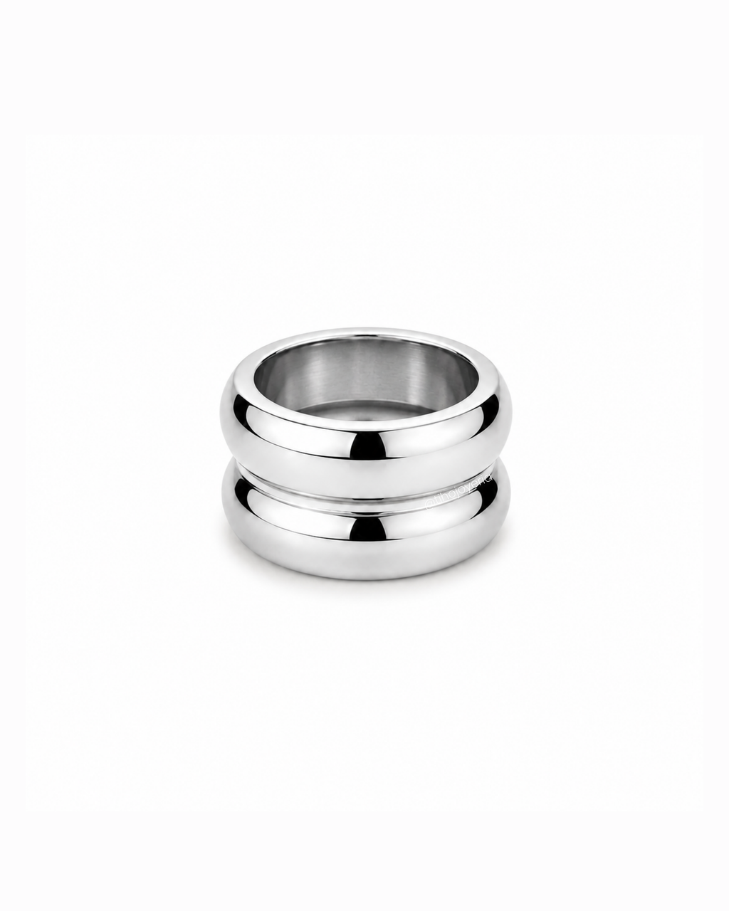 Anillo doble chunky Plateado