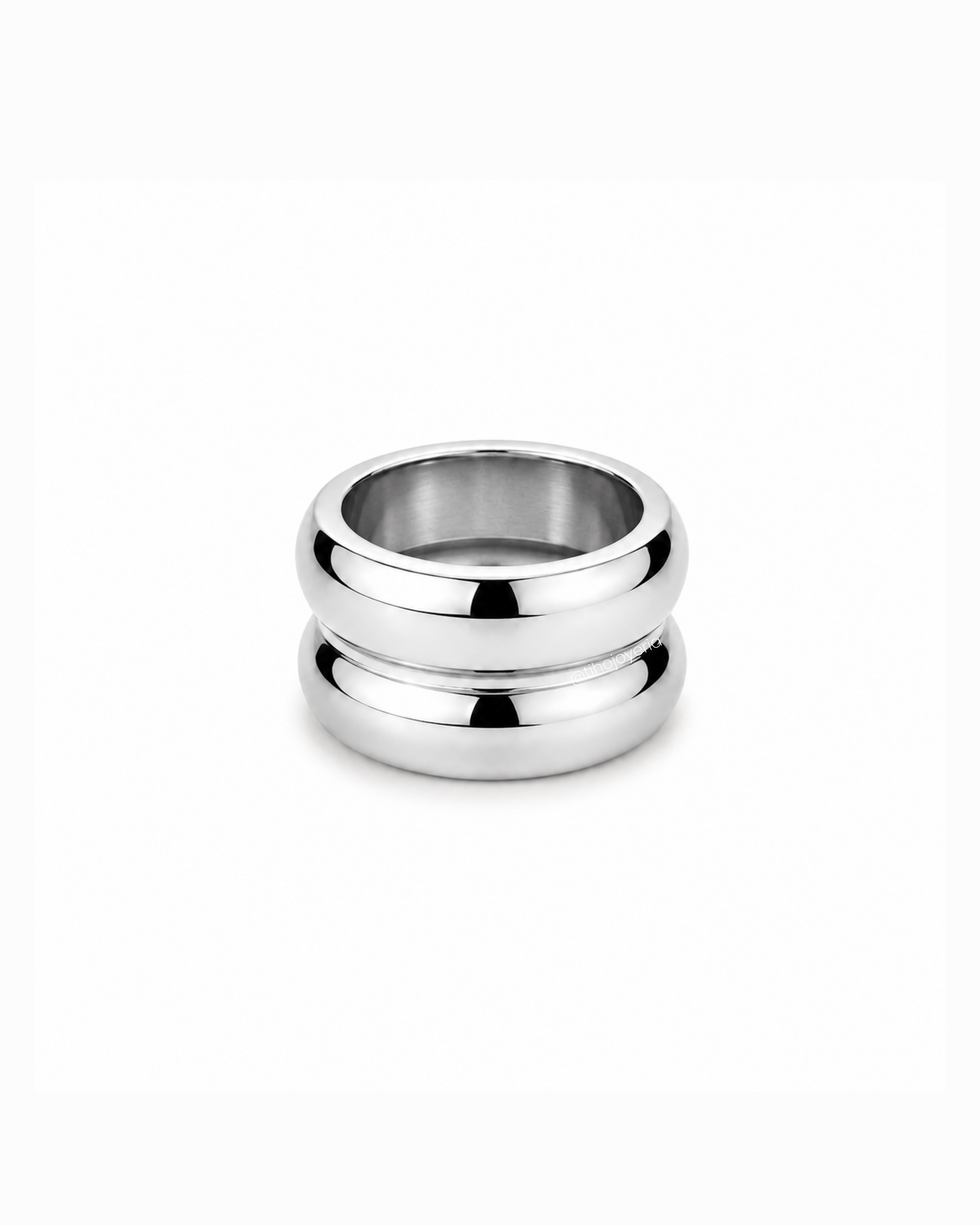 Anillo doble chunky Plateado