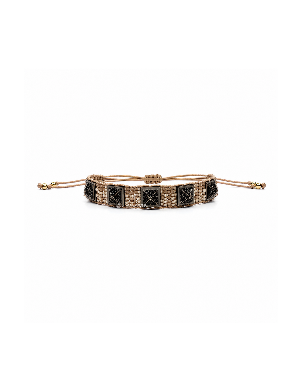 Brazalete con Estoperoles de Zirconias Beige / Negro