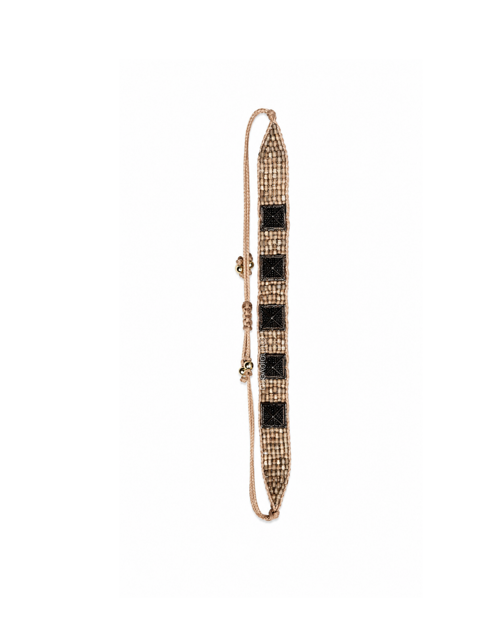 Brazalete con Estoperoles de Zirconias Beige / Negro