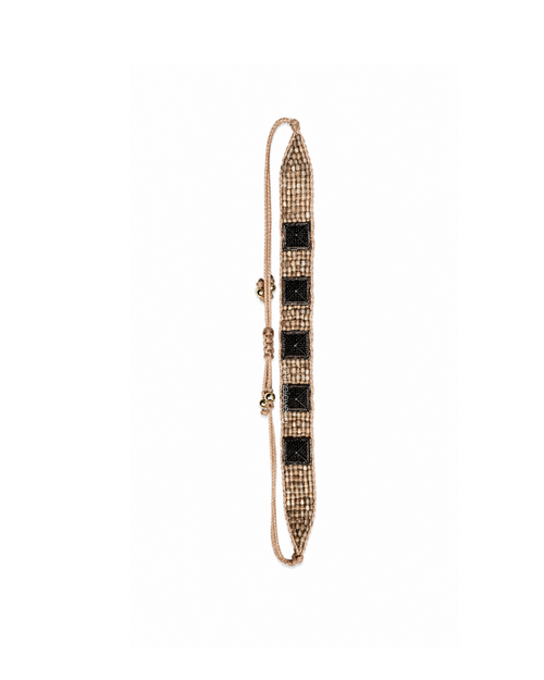 Brazalete con Estoperoles de Zirconias Beige / Negro