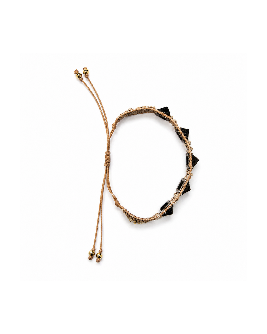 Brazalete con Estoperoles de Zirconias Beige / Negro