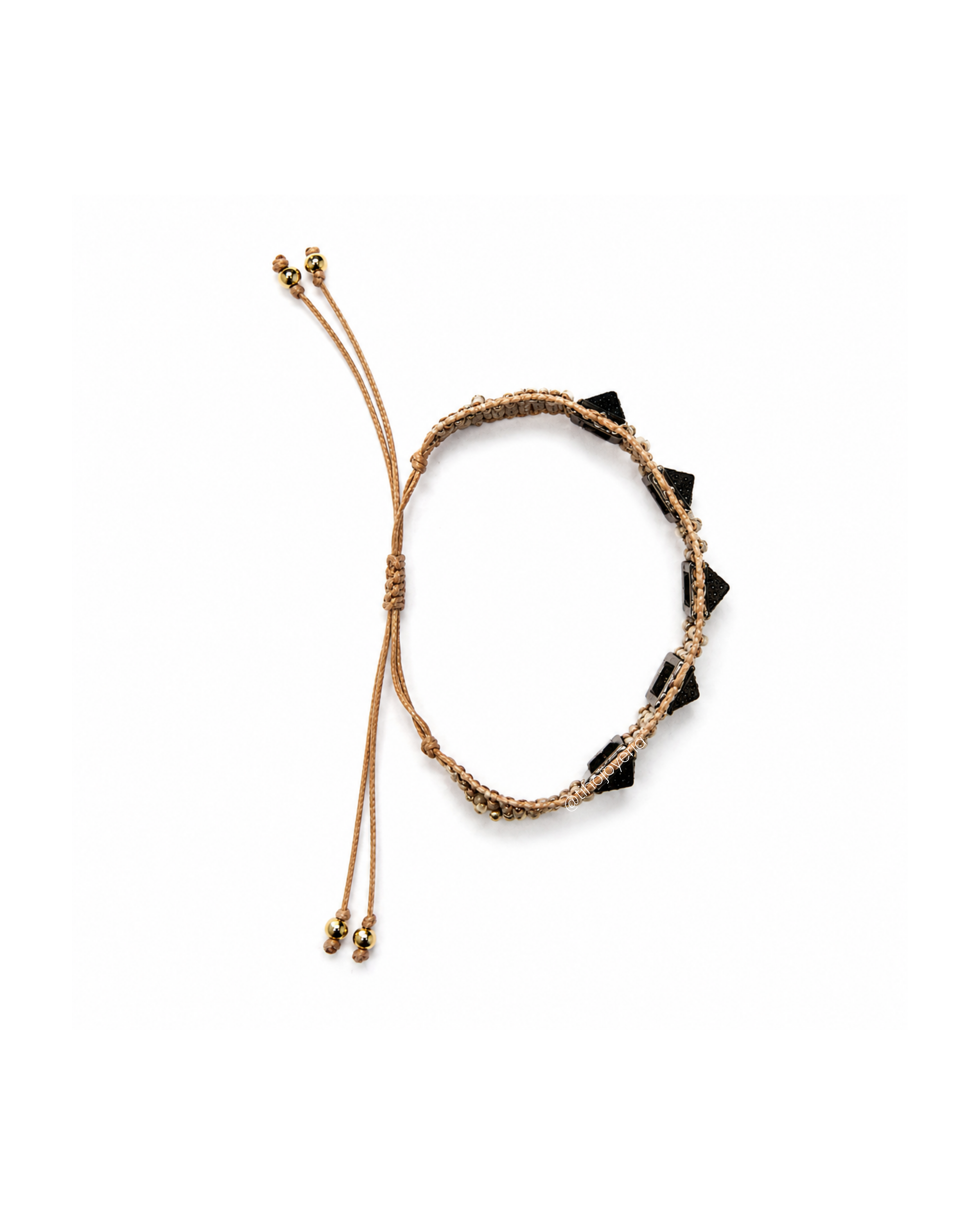 Brazalete con Estoperoles de Zirconias Beige / Negro